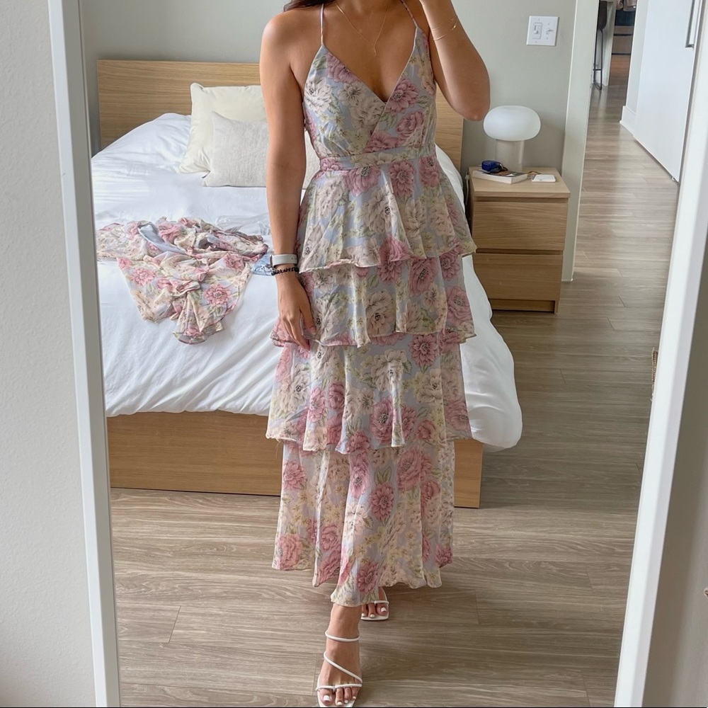 Floral Tiered wedding guest dress